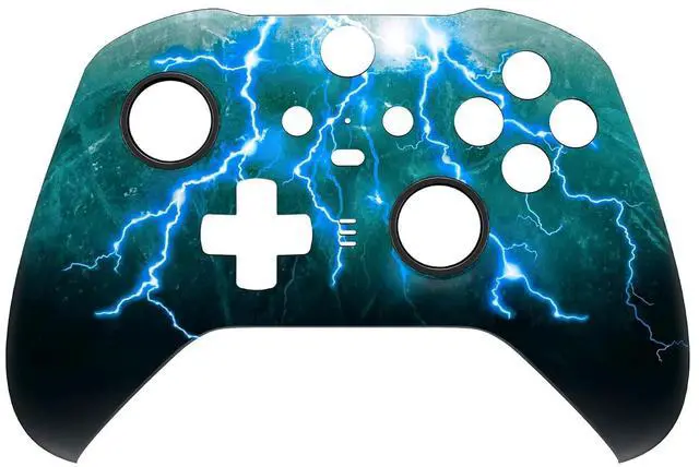 Alt view image 3 of 7 - Green Storm Thunder Replacement Faceplate Cover for Xbox One Elite Controller Series 2 (Model 1797), Soft Touch Front Housing Shell & Accent Rings for Xbox Elite Series 2 Core Controller @