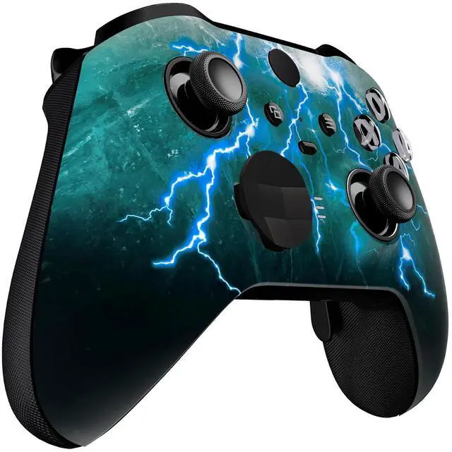 Alt view image 6 of 7 - Green Storm Thunder Replacement Faceplate Cover for Xbox One Elite Controller Series 2 (Model 1797), Soft Touch Front Housing Shell & Accent Rings for Xbox Elite Series 2 Core Controller @