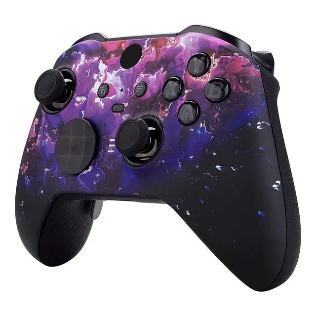 Alt view image 5 of 7 - Surreal Lava Patterned Faceplate Cover, Soft Touch Front Housing Shell Case Replacement Kit for Xbox One Elite Series 2, Xbox Elite 2 Core Controller Model 1797 - Accent Rings Included @