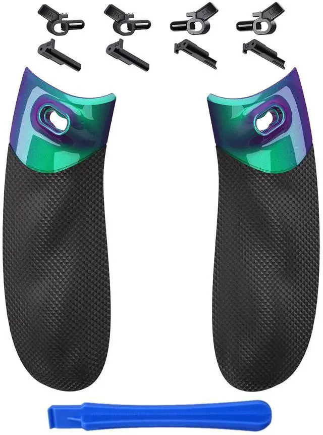 Alt view image 2 of 7 - Flexor Rubberized Side Rails Grips Trigger Stop Kit for Xbox Series X/S Controller, Anti-Slip Ergonomic Trigger Stopper Handle Grips for Xbox Core Controller Chameleon Green Purple @