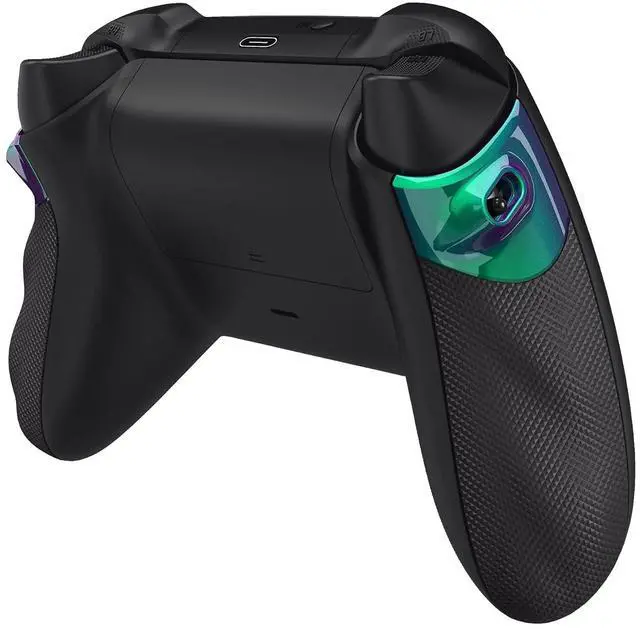Alt view image 7 of 7 - Flexor Rubberized Side Rails Grips Trigger Stop Kit for Xbox Series X/S Controller, Anti-Slip Ergonomic Trigger Stopper Handle Grips for Xbox Core Controller Chameleon Green Purple @