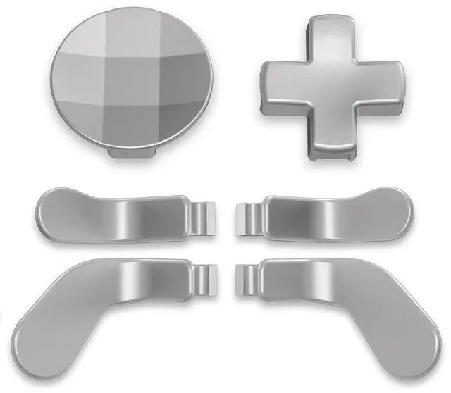 Main image of 6 in 1 Metallic Silver Magnetic Stainless Steel D-Pads Replacement Back Paddles for Xbox Elite V1/V2 Controller, Direction Keys Back Buttons for Xbox Elite & Elite Series 2 Controller @