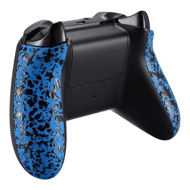 Alt view image 4 of 7 - Textured Blue Back Panels, Comfortable Non-Slip Side Rails, 3D Splashing Handles, Game Improvement Replacement Parts for Xbox One X S Controller @