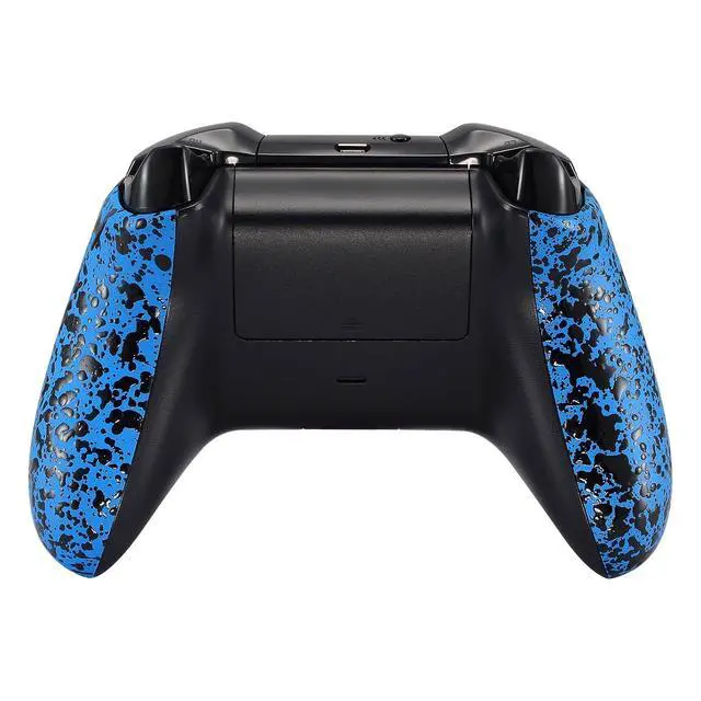 Alt view image 5 of 7 - Textured Blue Back Panels, Comfortable Non-Slip Side Rails, 3D Splashing Handles, Game Improvement Replacement Parts for Xbox One X S Controller @
