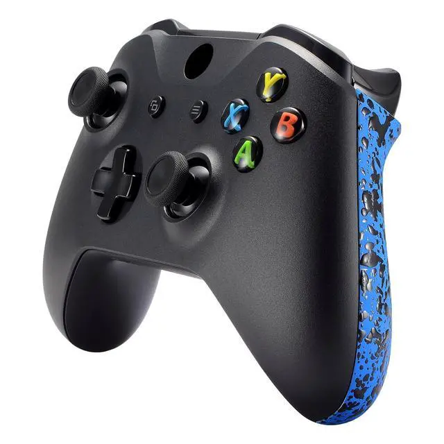 Alt view image 6 of 7 - Textured Blue Back Panels, Comfortable Non-Slip Side Rails, 3D Splashing Handles, Game Improvement Replacement Parts for Xbox One X S Controller @