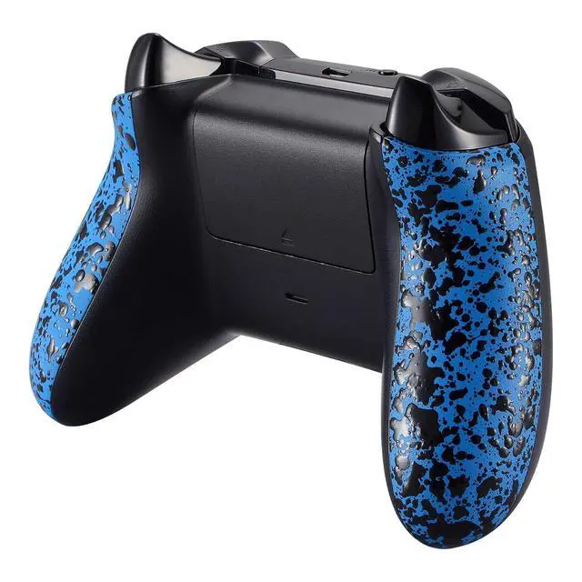 Alt view image 3 of 7 - Textured Blue Back Panels, Comfortable Non-Slip Side Rails, 3D Splashing Handles, Game Improvement Replacement Parts for Xbox One X S Controller @
