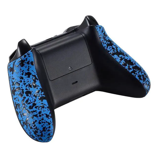 Alt view image 7 of 7 - Textured Blue Back Panels, Comfortable Non-Slip Side Rails, 3D Splashing Handles, Game Improvement Replacement Parts for Xbox One X S Controller @