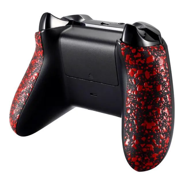 Alt view image 3 of 7 - Textured Red Back Panels, Comfortable Non-Slip Side Rails, 3D Splashing Handles, Game Improvement Replacement Parts for Xbox One X/S Controller (Model 1708) @