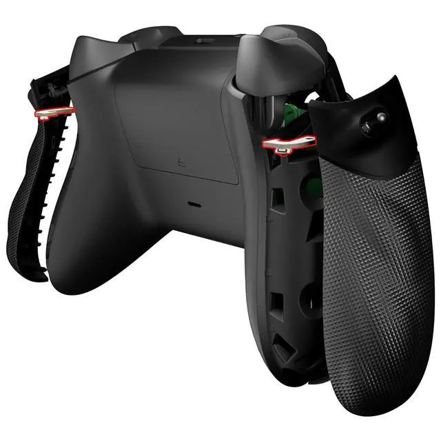 Alt view image 4 of 7 - Flexor Clicky Rubberized Side Rail Grips Trigger Stop Kit for Xbox Series X & S Controller, Diamond Textured Black Anti-Slip Ergonomic Trigger Stopper Handle Grips for Xbox Core Controller @