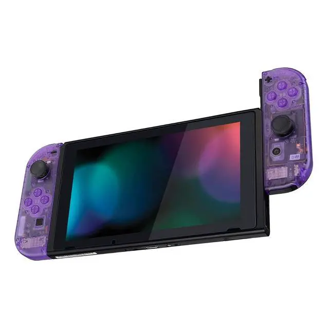 Alt view image 4 of 7 - DIY Replacement Shell Buttons for Nintendo Switch & Switch OLED, Clear Atomic Purple Custom Housing Case with Full Set Button for Joycon Handheld Controller - Console Shell NOT Included @