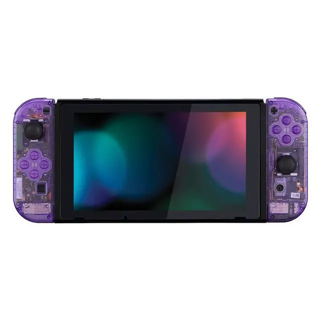 Alt view image 5 of 7 - DIY Replacement Shell Buttons for Nintendo Switch & Switch OLED, Clear Atomic Purple Custom Housing Case with Full Set Button for Joycon Handheld Controller - Console Shell NOT Included @