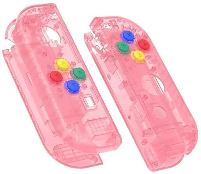 Main image of DIY Replacement Shell Buttons for Nintendo Switch & Switch OLED, Clear Cherry Pink Custom Housing Case with Corlorful Button for Joycon Handheld Controller - Console Shell NOT Included @
