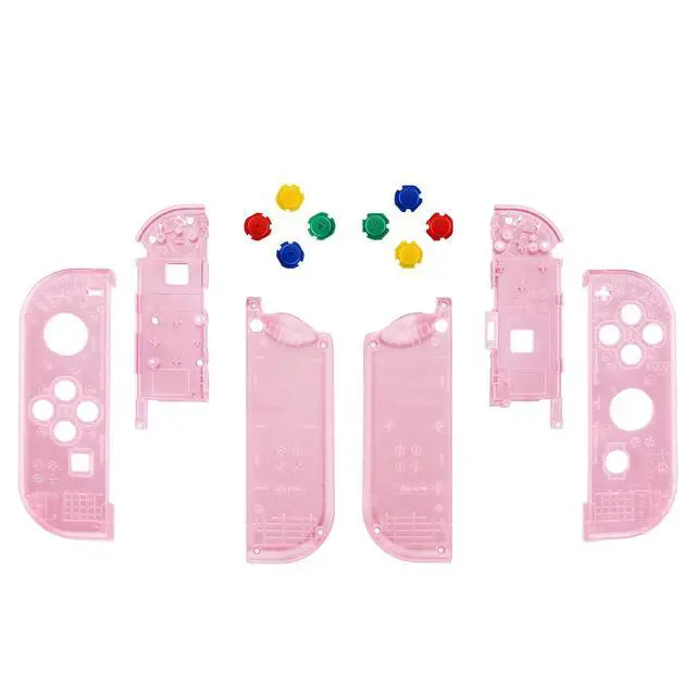 Alt view image 2 of 7 - DIY Replacement Shell Buttons for Nintendo Switch & Switch OLED, Clear Cherry Pink Custom Housing Case with Corlorful Button for Joycon Handheld Controller - Console Shell NOT Included @