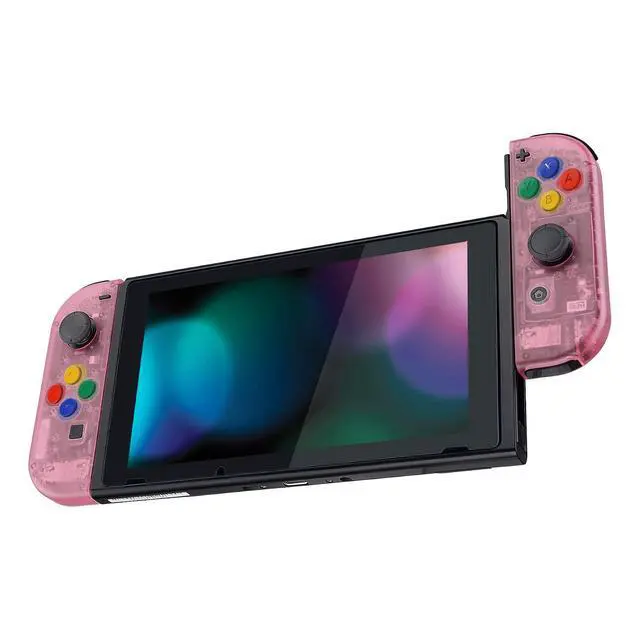 Alt view image 4 of 7 - DIY Replacement Shell Buttons for Nintendo Switch & Switch OLED, Clear Cherry Pink Custom Housing Case with Corlorful Button for Joycon Handheld Controller - Console Shell NOT Included @