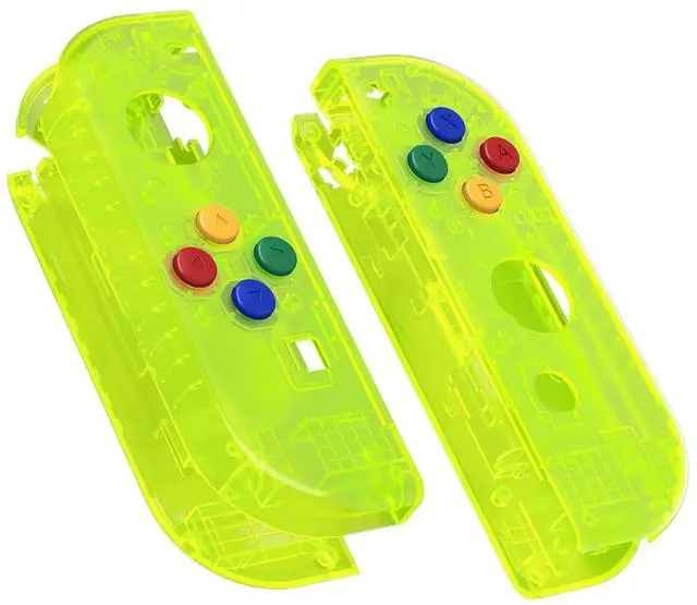 Main image of DIY Replacement Shell Buttons for Nintendo Switch & Switch OLED, Clear Lime Green Custom Housing Case with Corlorful Button for Joycon Handheld Controller - Console Shell NOT Included @
