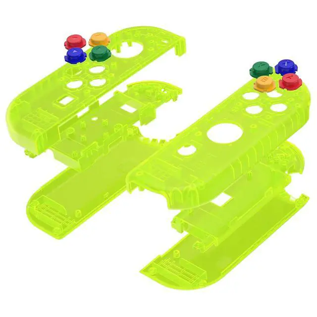 Alt view image 4 of 7 - DIY Replacement Shell Buttons for Nintendo Switch & Switch OLED, Clear Lime Green Custom Housing Case with Corlorful Button for Joycon Handheld Controller - Console Shell NOT Included @