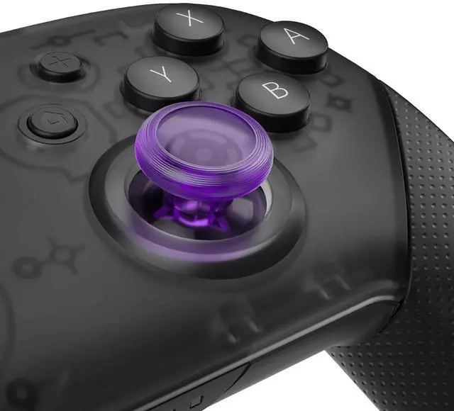 Alt view image 2 of 7 - Clear Atomic Purple Replacement 3D Joystick Thumbsticks, Analog Thumb Sticks with Cross Screwdriver for Nintendo Switch Pro Controller @