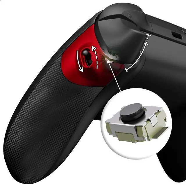 Main image of Flexor Clicky Rubberized Side Rail Grips Trigger Stop Kit for Xbox Series X & S Controller, Ergonomic Trigger Stopper Handle Grips for Xbox Core Controller - Diamond Textured Scarlet Red @
