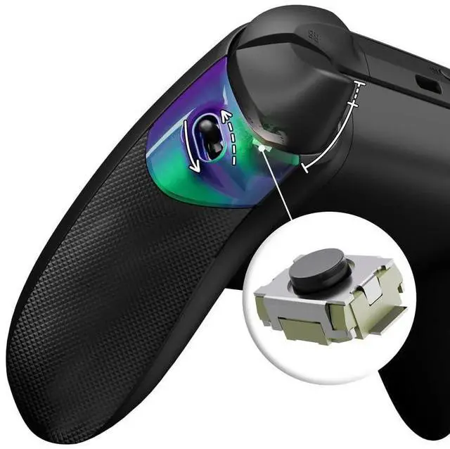 Main image of Flexor Clicky Rubberized Side Rail Panels Button Stop Kit for Xbox Series X & S Controller, Ergonomic Handle Grips for Xbox Core Controller - Chameleon Green Purple @