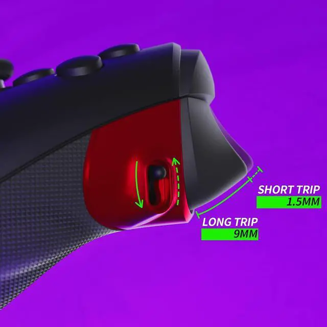 Alt view image 6 of 7 - Flexor Clicky Rubberized Side Rail Grips Trigger Stop Kit for Xbox Series X & S Controller, Ergonomic Trigger Stopper Handle Grips for Xbox Core Controller - Diamond Textured Scarlet Red @