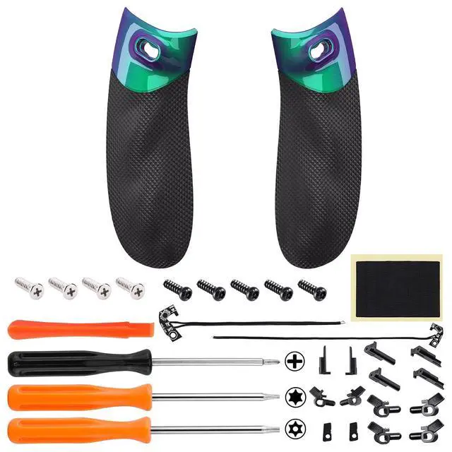 Alt view image 3 of 7 - Flexor Clicky Rubberized Side Rail Panels Button Stop Kit for Xbox Series X & S Controller, Ergonomic Handle Grips for Xbox Core Controller - Chameleon Green Purple @
