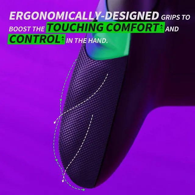 Alt view image 7 of 7 - Flexor Clicky Rubberized Side Rail Panels Button Stop Kit for Xbox Series X & S Controller, Ergonomic Handle Grips for Xbox Core Controller - Chameleon Green Purple @