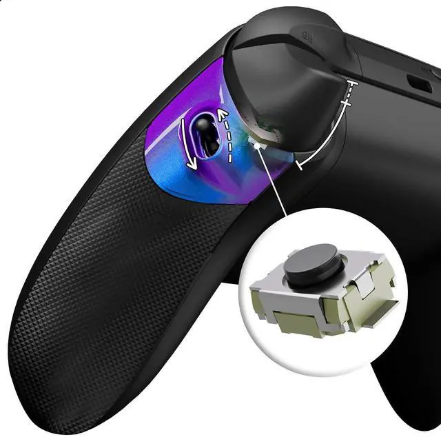 Main image of Flexor Clicky Rubberized Side Rail Panels Trigger Stop Kit for Xbox Series X & S Controller, Diamond Textured Chameleon Purple Blue Ergonomic Trigger Stopper Handle Grips for Xbox Core @