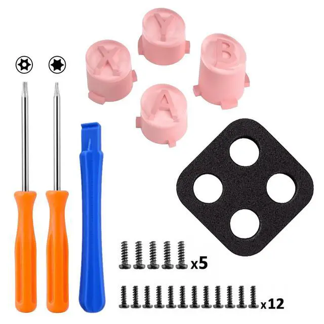 Alt view image 2 of 7 - ABXY Buttons for Xbox Core Wireless Controller, Two-Tone Carmine Pale Red & Clear Classic Symbols Action Buttons Replacement Prats for Xbox One S/X, Elite Series 2 Core & 1 Controller @