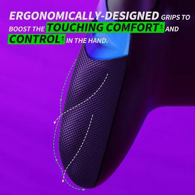 Alt view image 7 of 7 - Flexor Clicky Rubberized Side Rail Panels Trigger Stop Kit for Xbox Series X & S Controller, Diamond Textured Chameleon Purple Blue Ergonomic Trigger Stopper Handle Grips for Xbox Core @