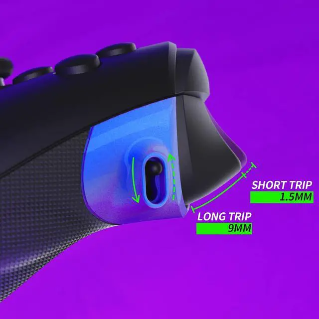 Alt view image 6 of 7 - Flexor Clicky Rubberized Side Rail Panels Trigger Stop Kit for Xbox Series X & S Controller, Diamond Textured Chameleon Purple Blue Ergonomic Trigger Stopper Handle Grips for Xbox Core @