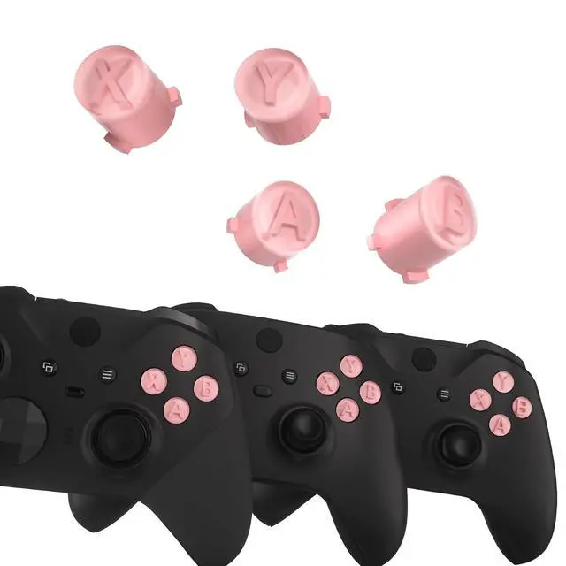 Alt view image 3 of 7 - ABXY Buttons for Xbox Core Wireless Controller, Two-Tone Carmine Pale Red & Clear Classic Symbols Action Buttons Replacement Prats for Xbox One S/X, Elite Series 2 Core & 1 Controller @