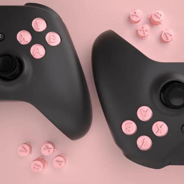 Alt view image 6 of 7 - ABXY Buttons for Xbox Core Wireless Controller, Two-Tone Carmine Pale Red & Clear Classic Symbols Action Buttons Replacement Prats for Xbox One S/X, Elite Series 2 Core & 1 Controller @