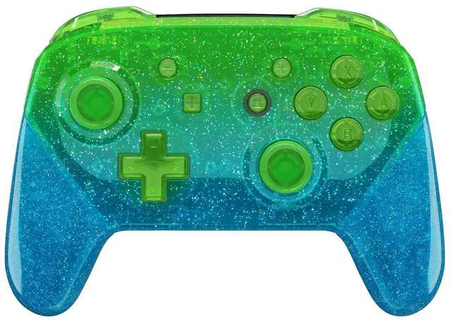 Main image of Faceplate Backplate Handles for Nintendo Switch Pro Controller, Glitter Gradient Translucent Green Blue Replacement Hand Grip Housing Shell for Nintendo Switch Pro -Controller Without @