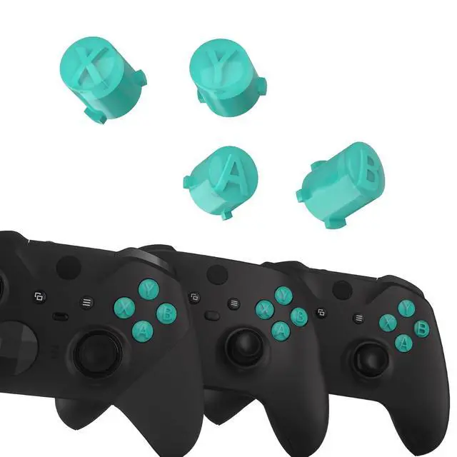 Alt view image 3 of 7 - ABXY Buttons for Xbox Xbox Series X/S Controller, Three-Tone Teal Green & Clear Classic Symbols Action Buttons Replacement Prats for Xbox One S/X, Elite Series 2 Core & 1 @