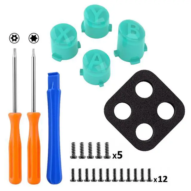 Alt view image 2 of 7 - ABXY Buttons for Xbox Xbox Series X/S Controller, Three-Tone Teal Green & Clear Classic Symbols Action Buttons Replacement Prats for Xbox One S/X, Elite Series 2 Core & 1 @