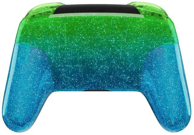 Alt view image 7 of 7 - Faceplate Backplate Handles for Nintendo Switch Pro Controller, Glitter Gradient Translucent Green Blue Replacement Hand Grip Housing Shell for Nintendo Switch Pro -Controller Without @