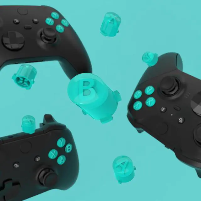 Alt view image 5 of 7 - ABXY Buttons for Xbox Xbox Series X/S Controller, Three-Tone Teal Green & Clear Classic Symbols Action Buttons Replacement Prats for Xbox One S/X, Elite Series 2 Core & 1 @