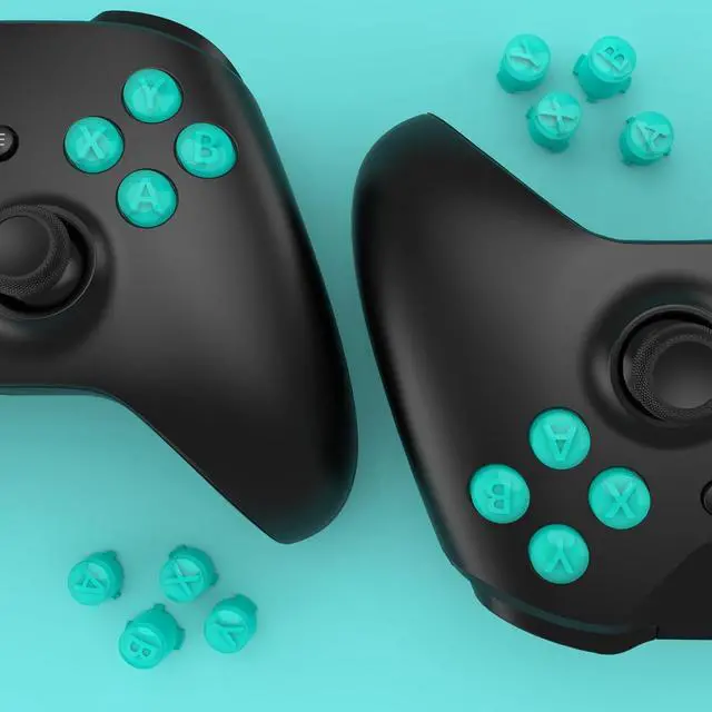 Alt view image 7 of 7 - ABXY Buttons for Xbox Xbox Series X/S Controller, Three-Tone Teal Green & Clear Classic Symbols Action Buttons Replacement Prats for Xbox One S/X, Elite Series 2 Core & 1 @