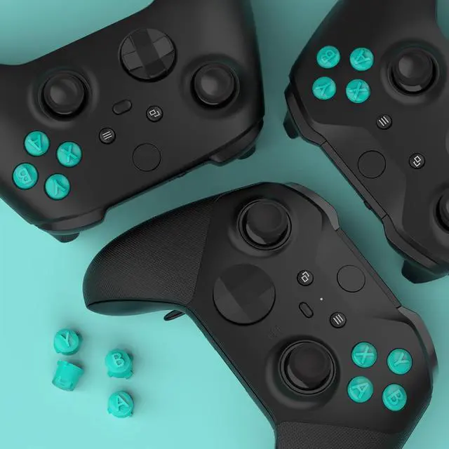 Alt view image 6 of 7 - ABXY Buttons for Xbox Xbox Series X/S Controller, Three-Tone Teal Green & Clear Classic Symbols Action Buttons Replacement Prats for Xbox One S/X, Elite Series 2 Core & 1 @