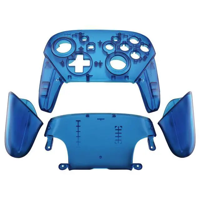 Alt view image 2 of 7 - Transparent Blue Faceplate Backplate Handles for Nintendo Switch Pro Controller, DIY Replacement Grip Housing Shell Cover for Nintendo Switch Pro - Controller NOT Included @