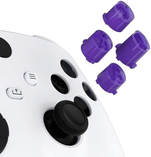 Main image of ABXY Buttons for Xbox Core Wireless Controller, Two-Tone Carmine Purple & Clear Classic Symbols Action Buttons Replacement Prats for Xbox One S/X, Elite Series 2 Core & 1 Controller @