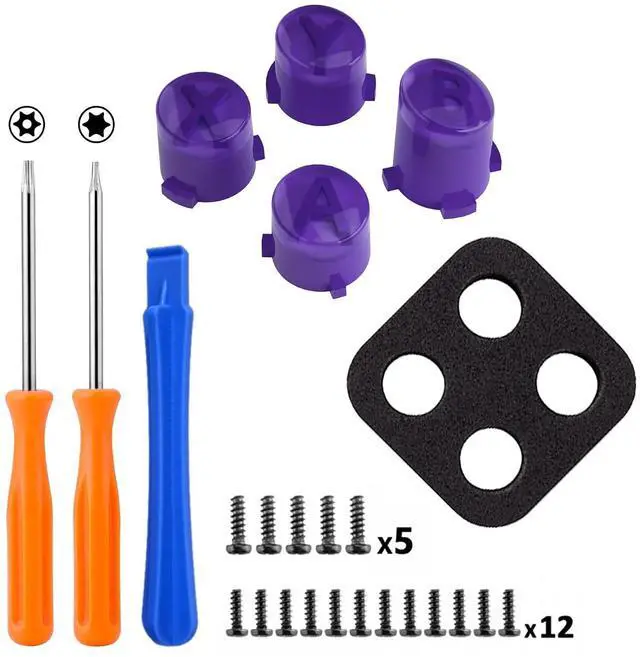 Alt view image 2 of 7 - ABXY Buttons for Xbox Core Wireless Controller, Two-Tone Carmine Purple & Clear Classic Symbols Action Buttons Replacement Prats for Xbox One S/X, Elite Series 2 Core & 1 Controller @