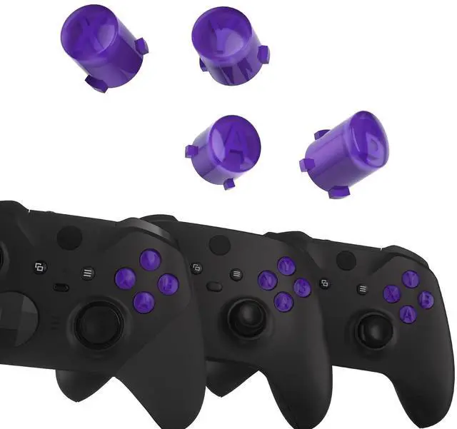 Alt view image 3 of 7 - ABXY Buttons for Xbox Core Wireless Controller, Two-Tone Carmine Purple & Clear Classic Symbols Action Buttons Replacement Prats for Xbox One S/X, Elite Series 2 Core & 1 Controller @