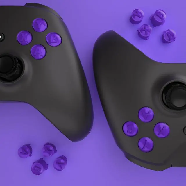 Alt view image 6 of 7 - ABXY Buttons for Xbox Core Wireless Controller, Two-Tone Carmine Purple & Clear Classic Symbols Action Buttons Replacement Prats for Xbox One S/X, Elite Series 2 Core & 1 Controller @
