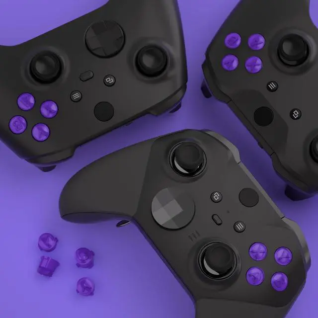 Alt view image 7 of 7 - ABXY Buttons for Xbox Core Wireless Controller, Two-Tone Carmine Purple & Clear Classic Symbols Action Buttons Replacement Prats for Xbox One S/X, Elite Series 2 Core & 1 Controller @