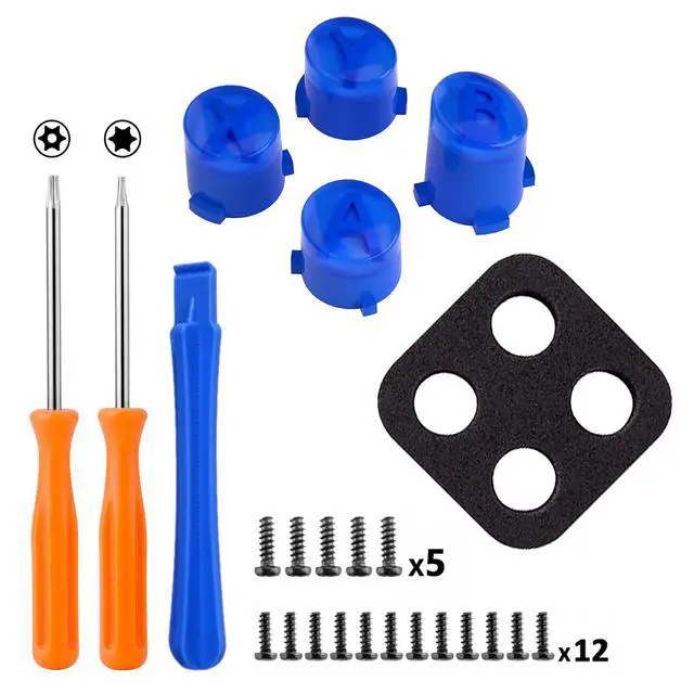 Alt view image 2 of 7 - ABXY Buttons for Xbox Core Wireless Controller, Two-Tone Carmine Blue & Clear Classic Symbols Action Buttons Replacement Prats for Xbox One S/X, Elite Series 2 Core & 1 Controller @