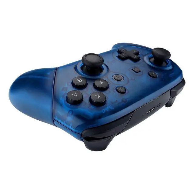Alt view image 6 of 7 - Transparent Blue Faceplate Backplate Handles for Nintendo Switch Pro Controller, DIY Replacement Grip Housing Shell Cover for Nintendo Switch Pro - Controller NOT Included @