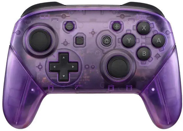 Alt view image 5 of 7 - Clear Atomic Puple Faceplate Backplate Handles for Nintendo Switch Pro Controller, DIY Replacement Grip Housing Shell Cover for Nintendo Switch Pro - Controller NOT Included @