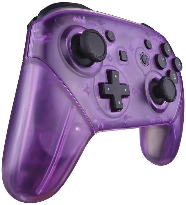 Alt view image 7 of 7 - Clear Atomic Puple Faceplate Backplate Handles for Nintendo Switch Pro Controller, DIY Replacement Grip Housing Shell Cover for Nintendo Switch Pro - Controller NOT Included @