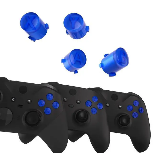 Alt view image 3 of 7 - ABXY Buttons for Xbox Core Wireless Controller, Two-Tone Carmine Blue & Clear Classic Symbols Action Buttons Replacement Prats for Xbox One S/X, Elite Series 2 Core & 1 Controller @